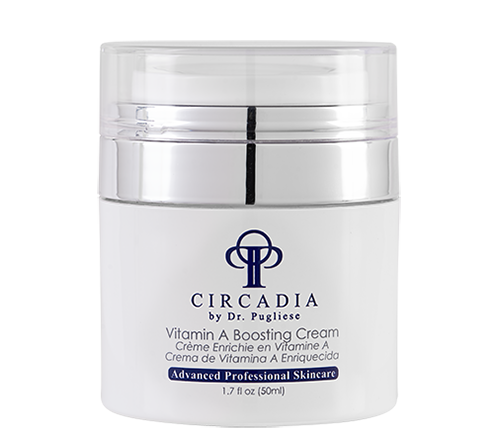 A jar of Circadia Vitamin A Boosting Cream with a label indicating it is advanced professional skincare.