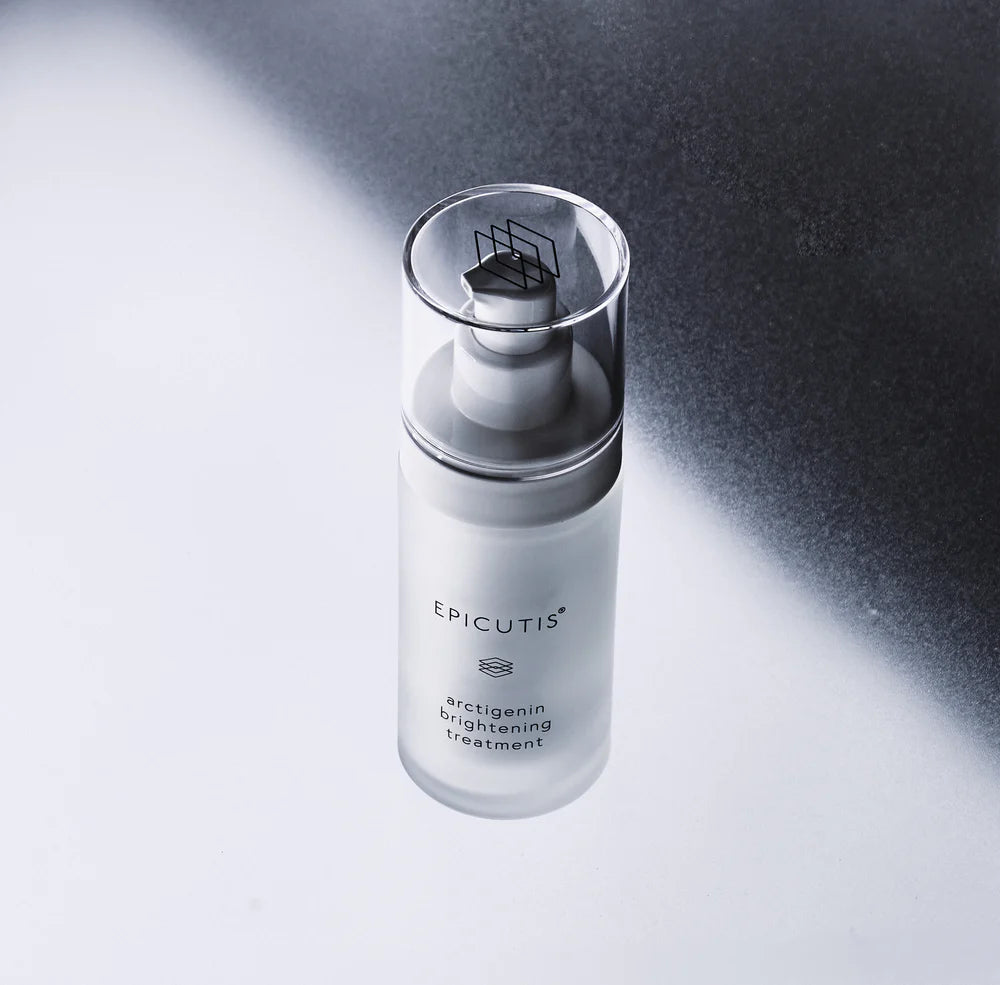Skincare serum bottle labeled 'Epicutis' on a gradient background