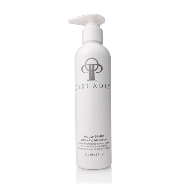 Circadia bottle of Aqua-Biotic Balancing Moisturizer on a white background