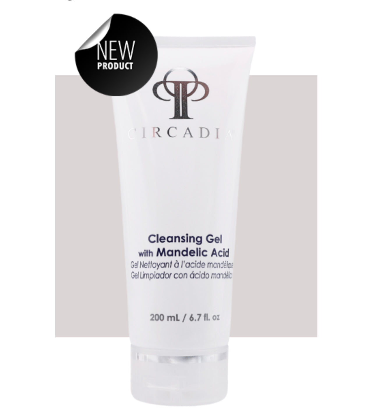 Cleansing Gel Bottle with light gray and white background