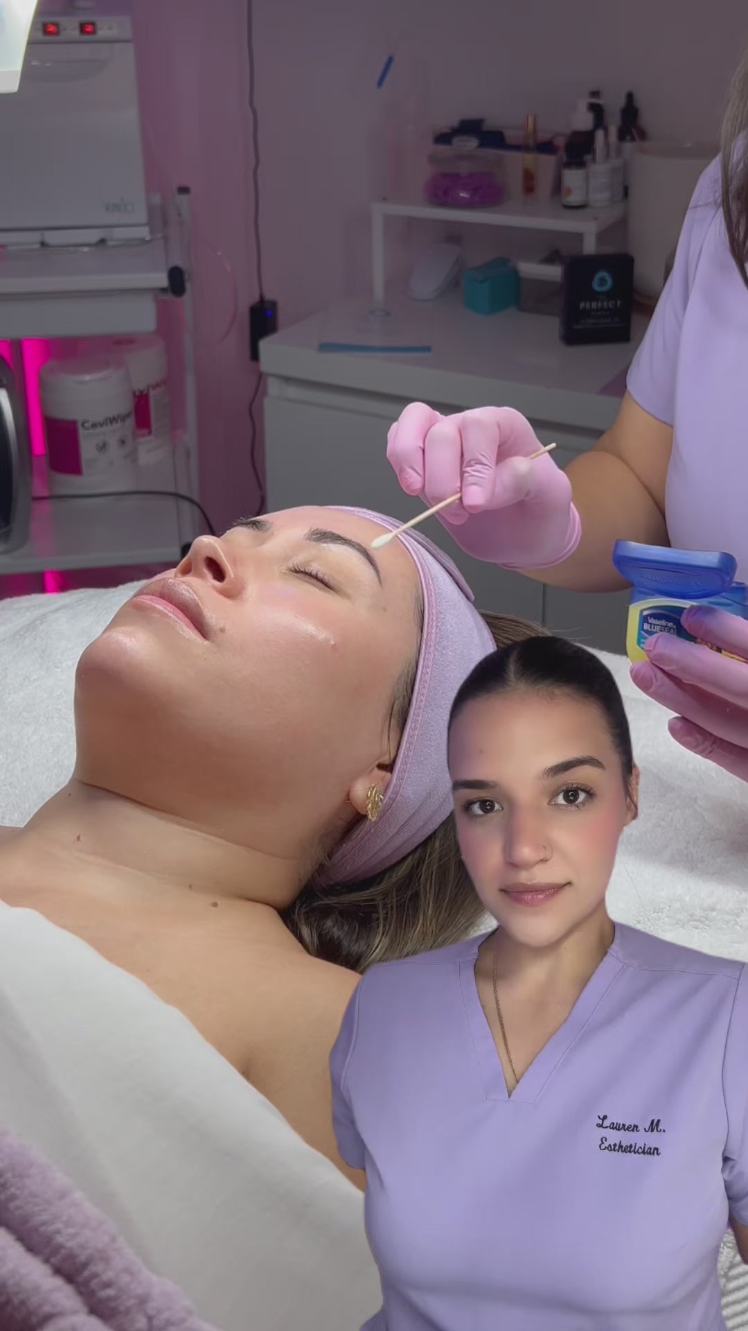 Client lying comfortably during skincare treatment