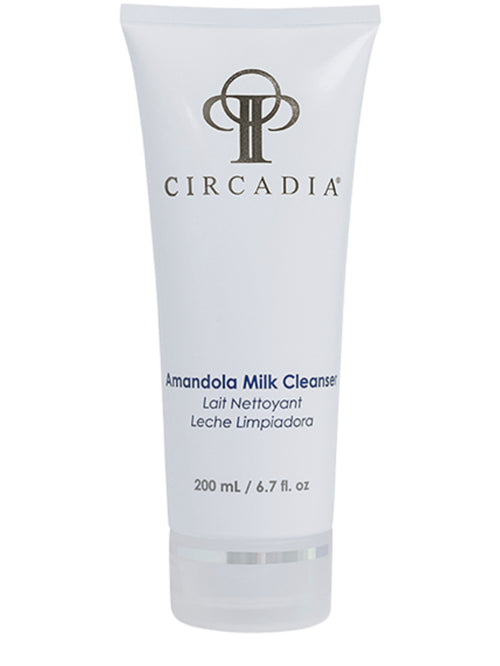 A white tube of Circadia Amandola Milk Cleanser with branding and product information on the packaging.