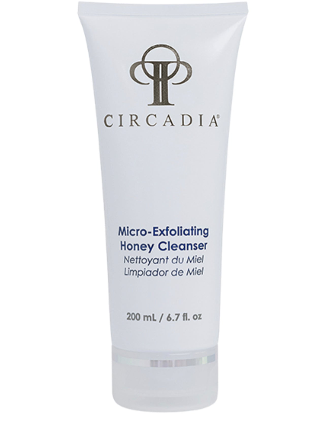 A white tube packaging of Circadia Micro-Exfoliating Honey Cleanser.