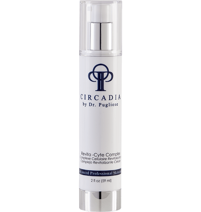 A pump bottle of Circadia by Dr. Pugliese Revita-Cyte Complex lotion.